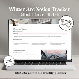 Winter Arc Notion Tracker 90 Tage Herausforderung Gewohnheit Vorlage Self-Improvment Planer Ästhetik Disciplin Dashboard Motivation Wachstum