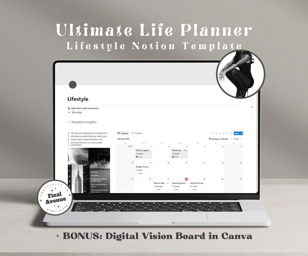 Lifestyle Notion Template All-in-one Notion Dashboard Life Planner ...