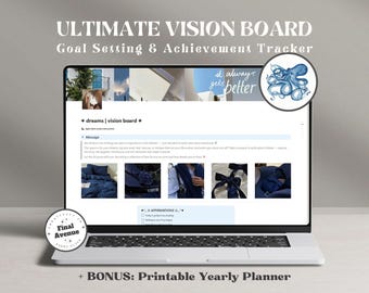 Notion Vision Board Template Aesthetic Digital Vision Board 2026 Goal Planner Manifestation Board Life Planner Dashboard Printable Calendar