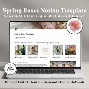 Spring Reset Notion Template Seasonal Wellness Notion Planner Bucket List Intention Journal Home Refresh Notion ADHD Dashboard