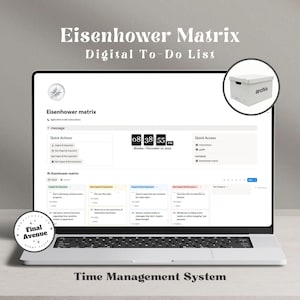 Eisenhower Matrix Notion Template Productivity Dashboard Priority Planner Time Management System Task Manager Digital To-Do List