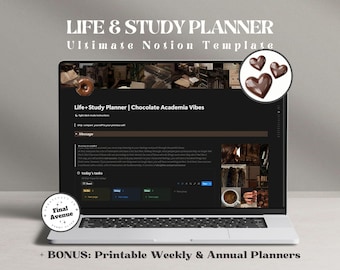 Notion Life Planner Template Dark Academia Student Dashboard Habit Tracker Weekly Schedule Budget Digital Notebook