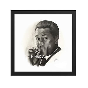 Ingelijste afdruk van een Robert De Niro in GoodFellas-schets door N.McC ArtStudio