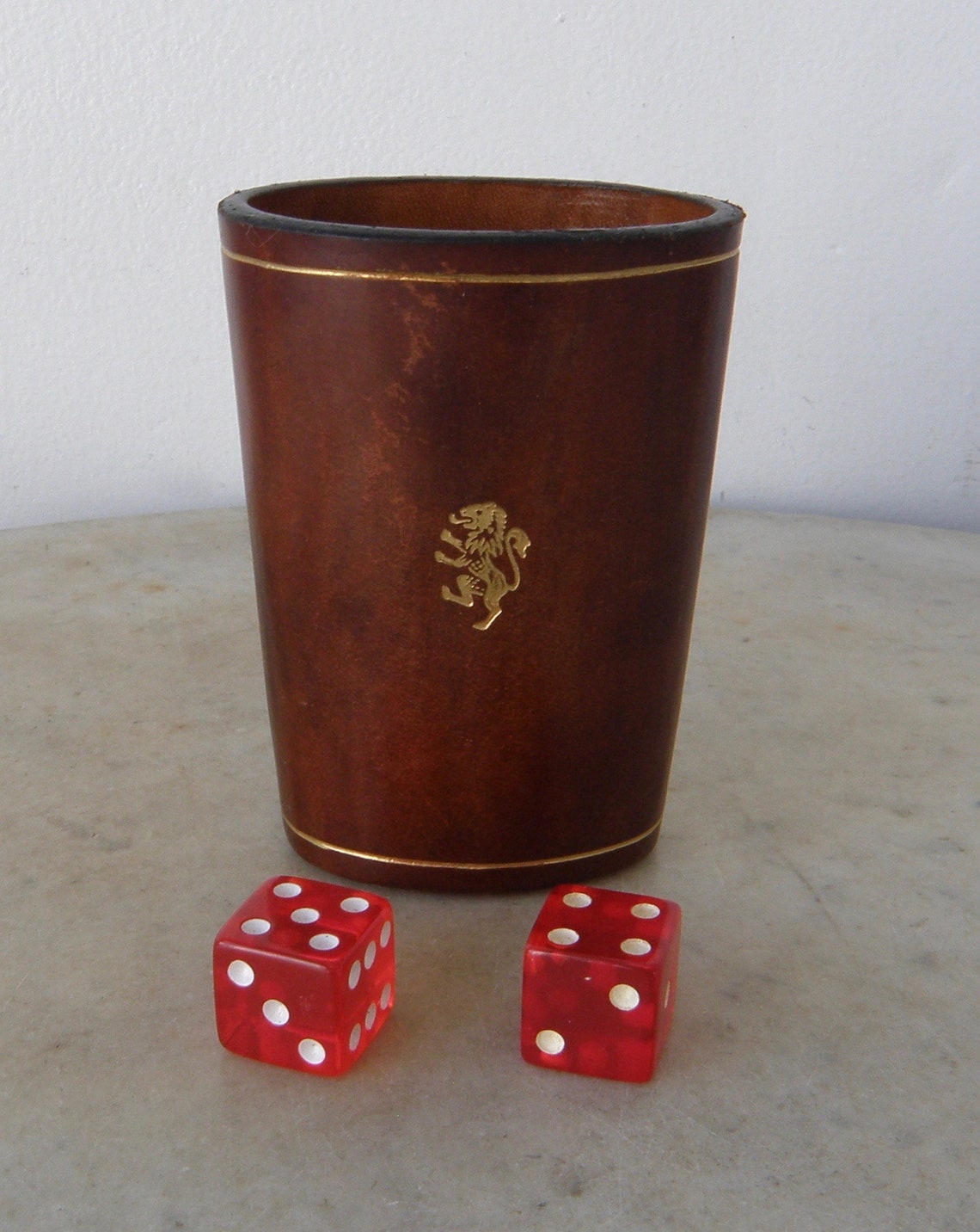 Italian LEATHER DICE CUP Oval Shape Small Size Rich Brown Etsy