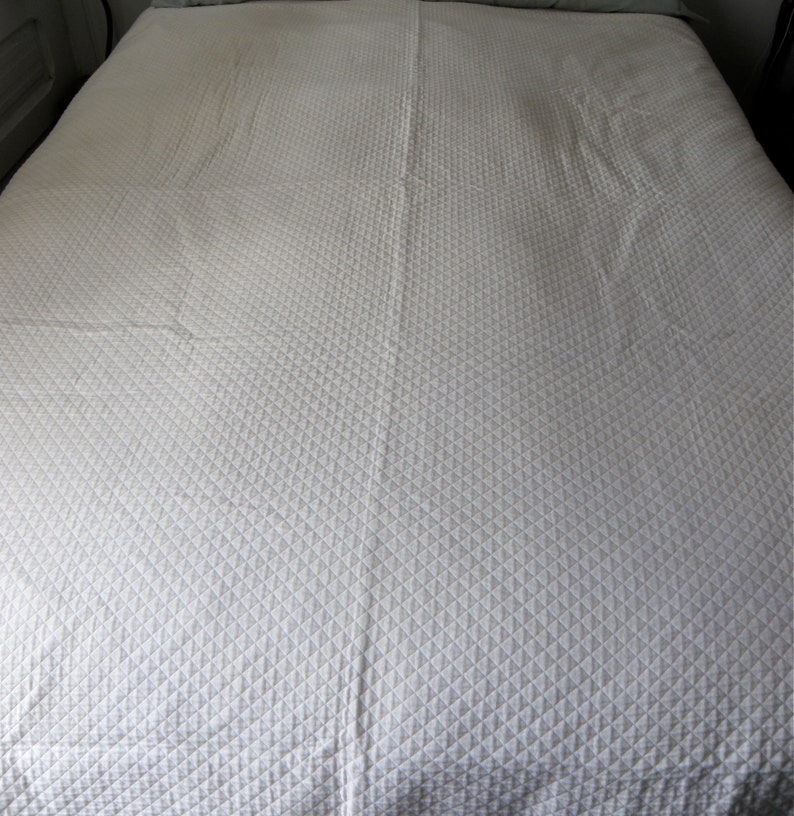 Quilted Duvet Cover Cream Color Cotton Geometric Design On Image 0