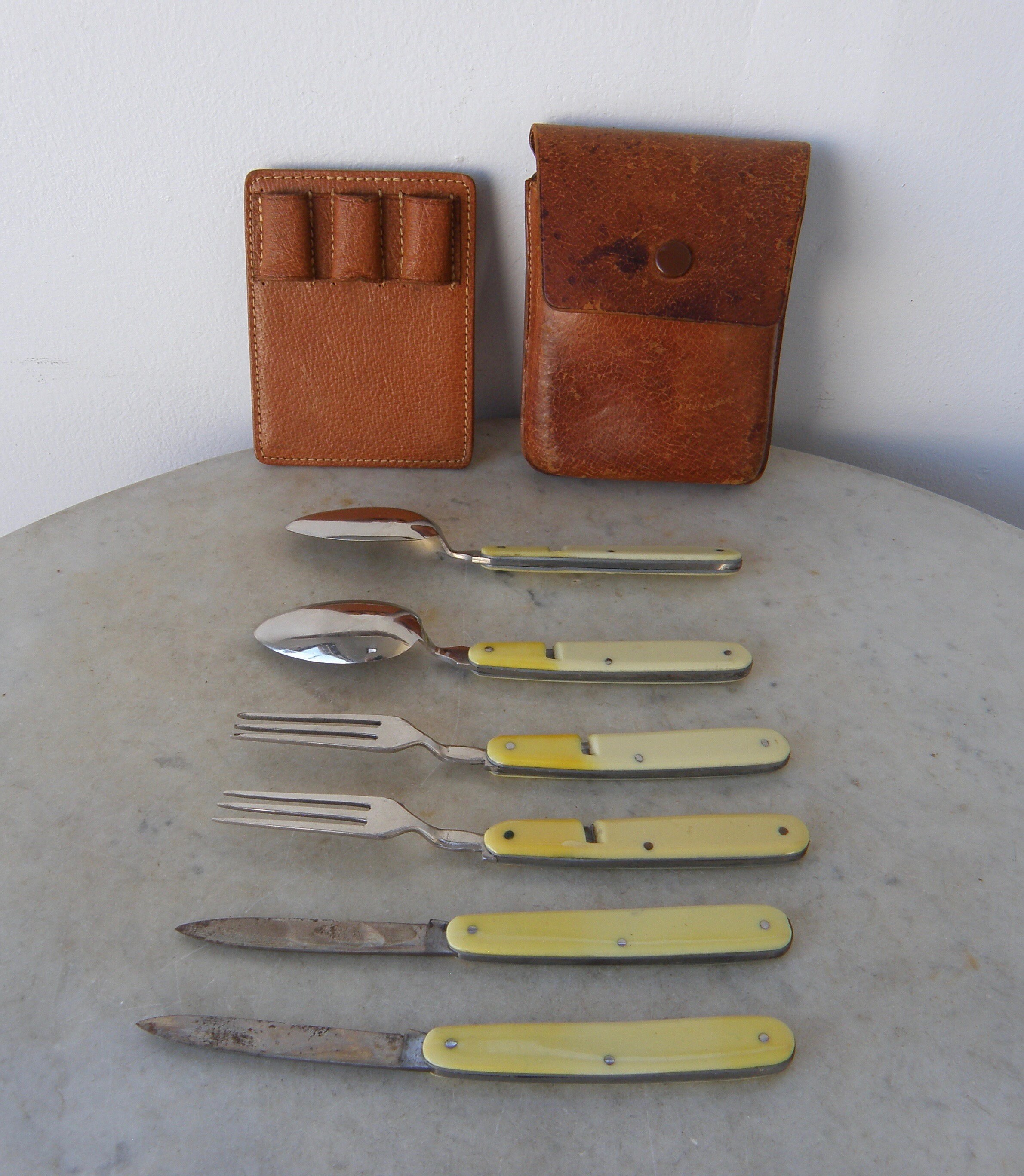 DOUBLE POCKET CUTLERY Bakelite & Metal Set 2 Knives 2 Forks 2 Etsy
