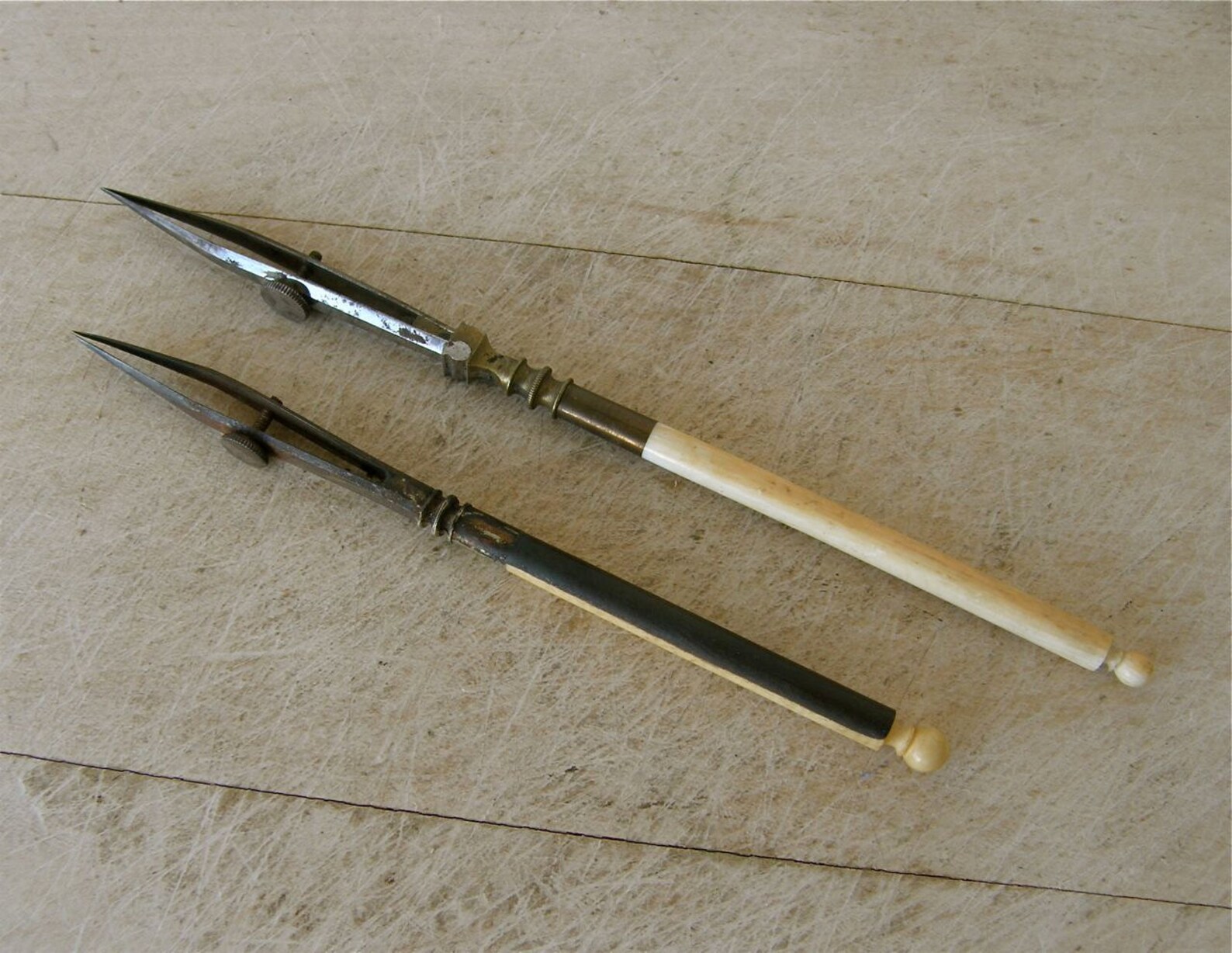 2 ANTIQUE DRAFTING TOOLS Ivory or Bone Handles Brass Ferrules | Etsy