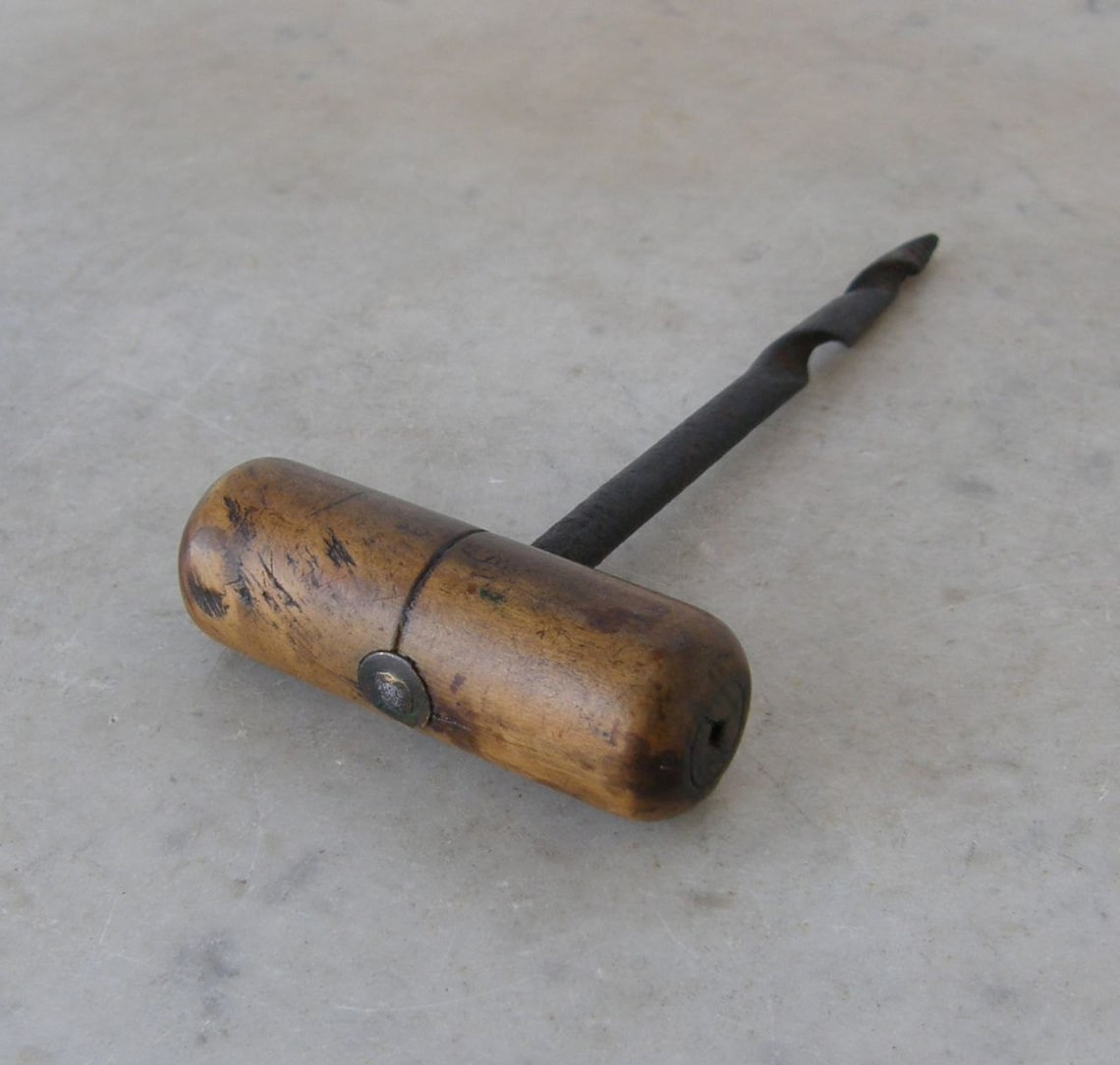 ANTIQUE WOODEN AWL Carpenter's Tool Iron Shaft Wood Handle Etsy