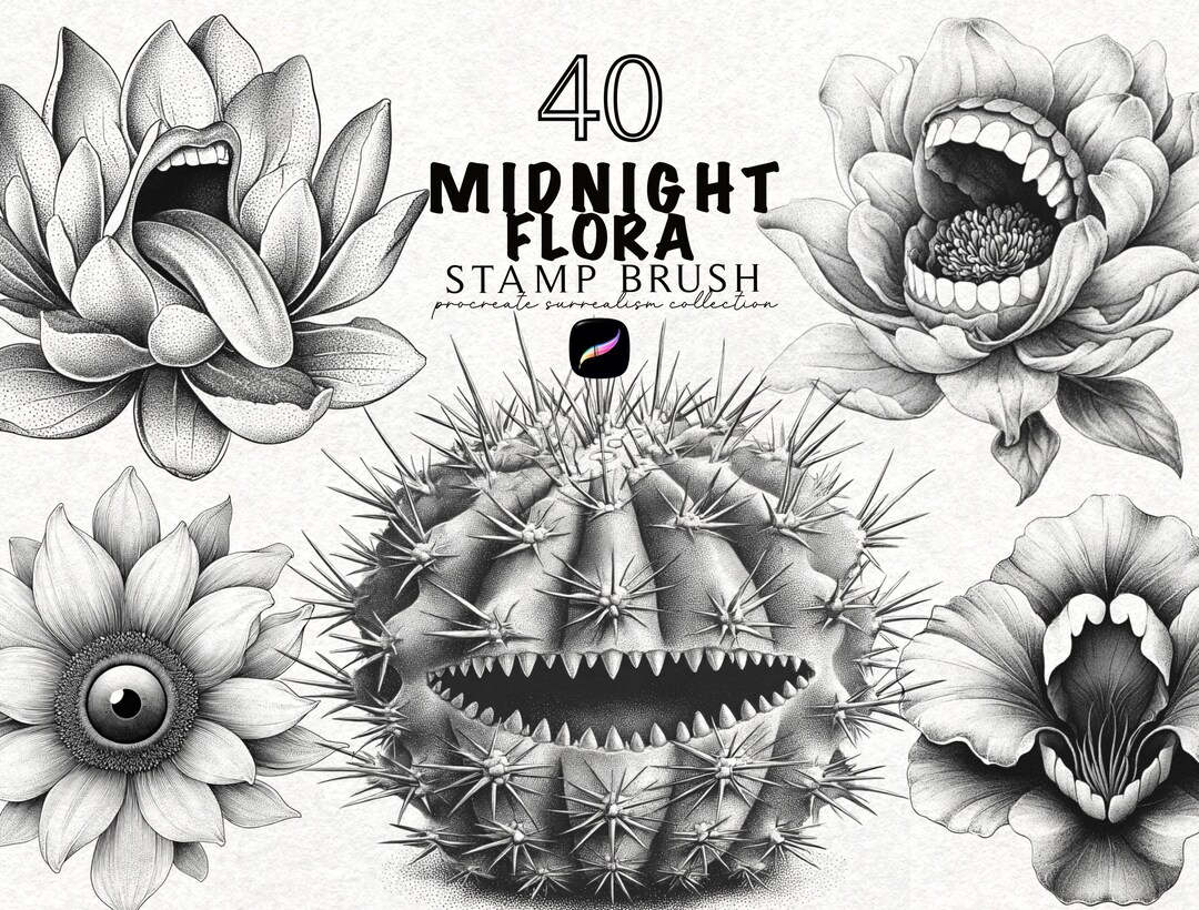 Dark Botanical Tattoo Stamp Brushes for Procreate Tattoo Brush Set Dark ...