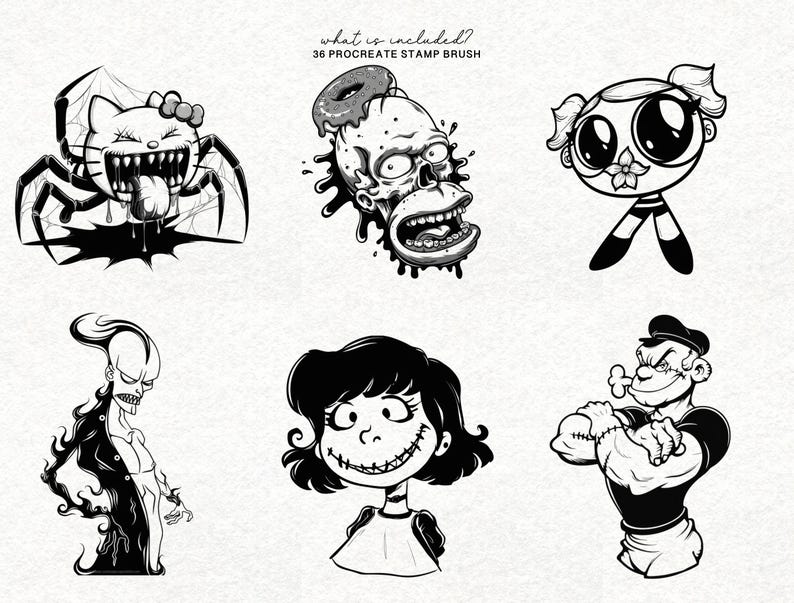 Black Work Procreate Tattoo Brushes Blackwork Stamp Set for iPad ...