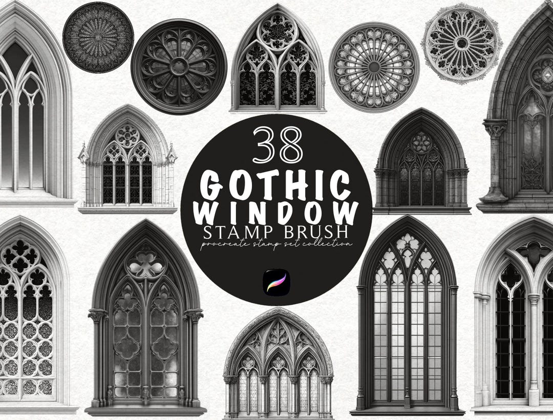 Gothic Cathedral Window Procreate Realistic Brush Stamp Tattoo Brush ...