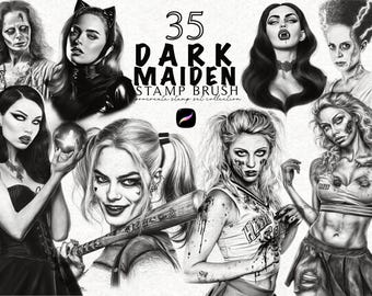 Paquete de sellos de tatuaje realistas de Procreate, sellos de pincel, diseño de plantillas de tatuaje de Procreate, diseño de tatuajes, pinceles de Procreate para uso comercial