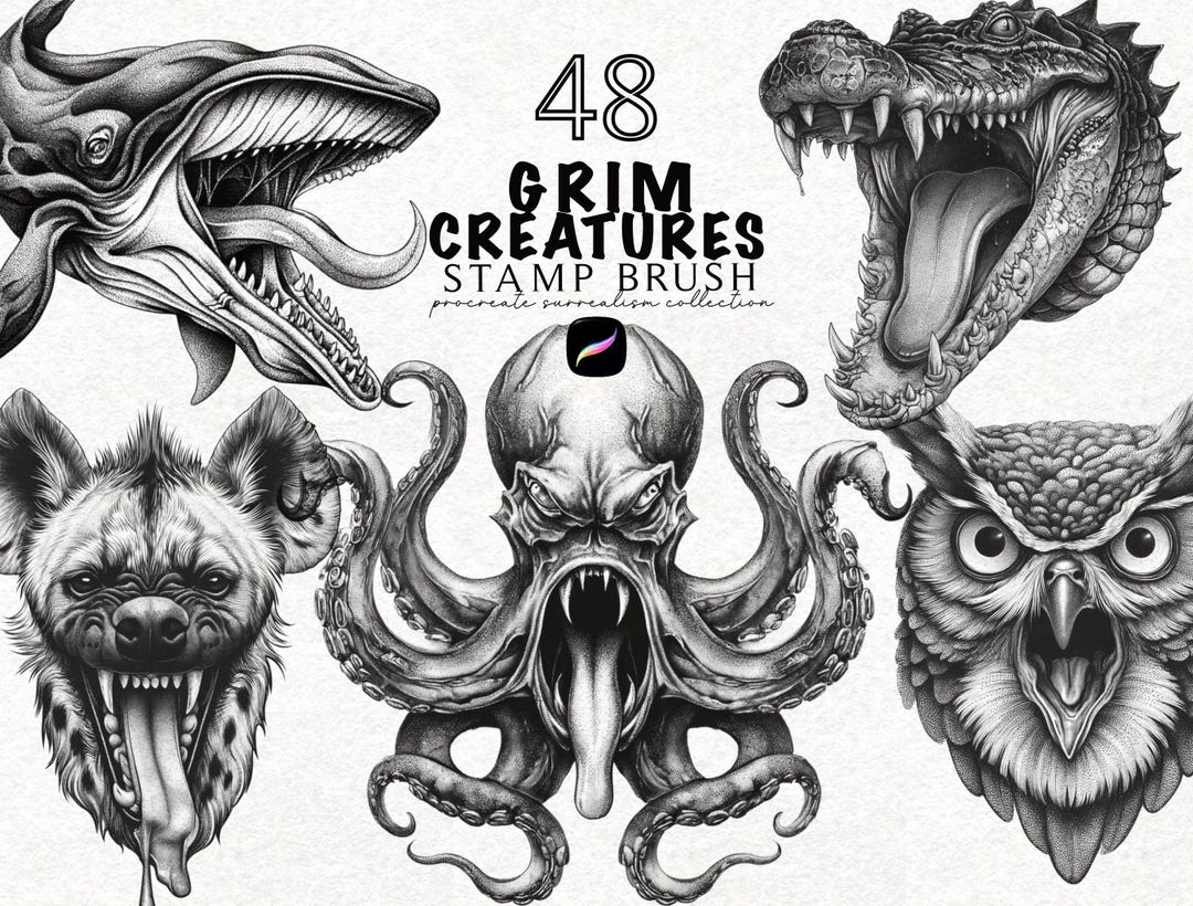 Gothic Tattoo Design Procreate Stamp Brush | Realistic Procreate ...