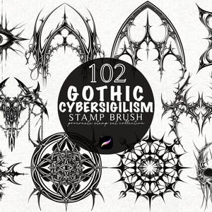 Cybersigilism Tattoo Procreate Stamp Brush, Neo Tribal Tattoo Design, Procreate Stamp Brushes Bundle, Tattoo Sketch, Tattoo Template Stencil