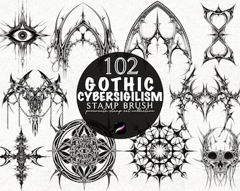 Cybersigilism Tattoo Procreate Stamp Brush, Neo Tribal Tattoo Design, Procreate Stamp Brushes Bundle, Tattoo Sketch, Tattoo Template Stencil