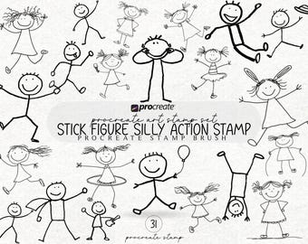 Stick Figures Procreate-penseelstempels (digitale download)
