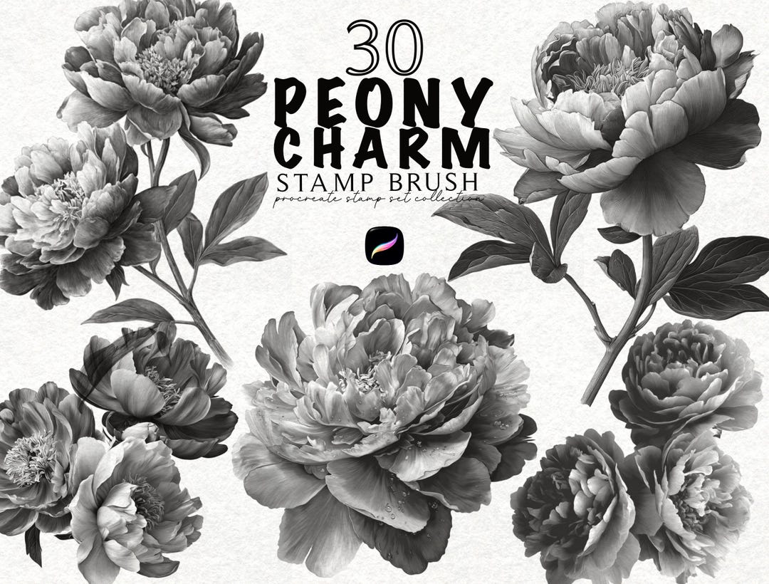 Peony Procreate Stamp Flower Procreate Realistic Brush Stamp Tattoo ...
