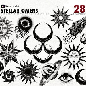 Procreate Tattoo Blackwork Tattoo Brushes Procreate Stamp Brushes Procreate Stamp Set Tattoo Flash Sheet Digital Download Commercial Use