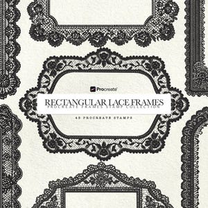 Vintage Rectangular Lace Decorative Frames Procreate Stamp Brush Set Ornamental Borders Lace Frames for iPad brush Procreate Digital Art