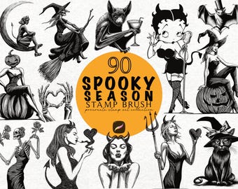 Halloween Tattoo Procreate Stempelborstel Bundel Procreate Tattooborstelset Tattoo stencilontwerpen Tattoo Art Digitale penseelstempel Procreate