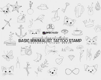 Minimalist Tattoo Procreate Stamp Bundle Brush Stamps Procreate Tattoo Stencil Design Tattoo Design Procreate Brushes Commercial Use