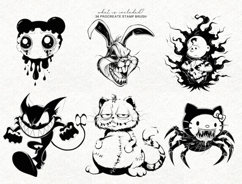Black Work Procreate Tattoo Brushes Blackwork Stamp Set for iPad ...