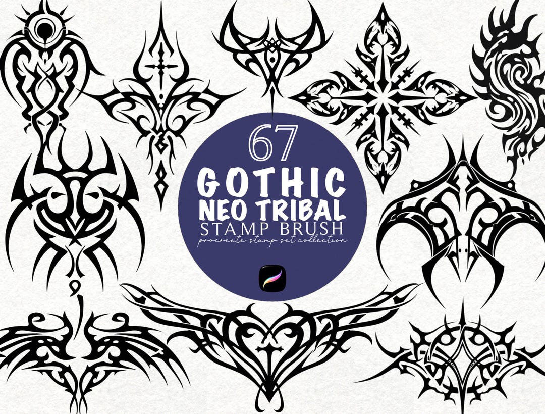 Neo Tribal Tattoo Procreate Stamp Brushes Bundle Gothic Tattoo Stencils ...