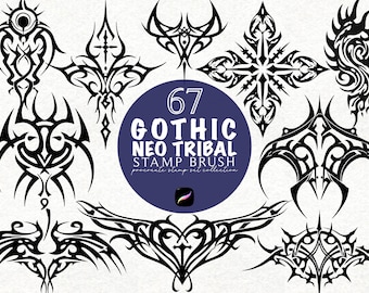 Neo Tribal Tattoo Procreate Stamp Brushes Bundle Gothic Tattoo Stencils Procreate Ornamental Tattoo Flash Brushes Line Art Tattoo Design