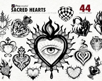 Black Tattoo Flash Stamp Procreate Tattoo Stempelborstelset voor iPad Tattoo Flash Design Line Art Tattoo Digitale Penselen Procreate Stamps