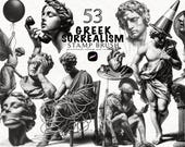 Greek Surrealism Procreate Stamp Brush Set Vintage Tattoo Design Digital Illustration Pack Realistic Tattoo Design Digital Flash Procreate