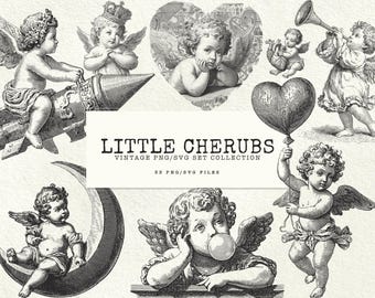 Imágenes prediseñadas de ángel querubín PNG Imágenes prediseñadas de bebé ángel SVG Imágenes prediseñadas de Cupido PNG Querubín vintage SVG Paquete Imágenes prediseñadas de ángel lindo Ángel de San Valentín PNG