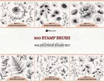 Wildflower Procreate Stempelset: Botanisches Tattoo Design (Digitaler Download)