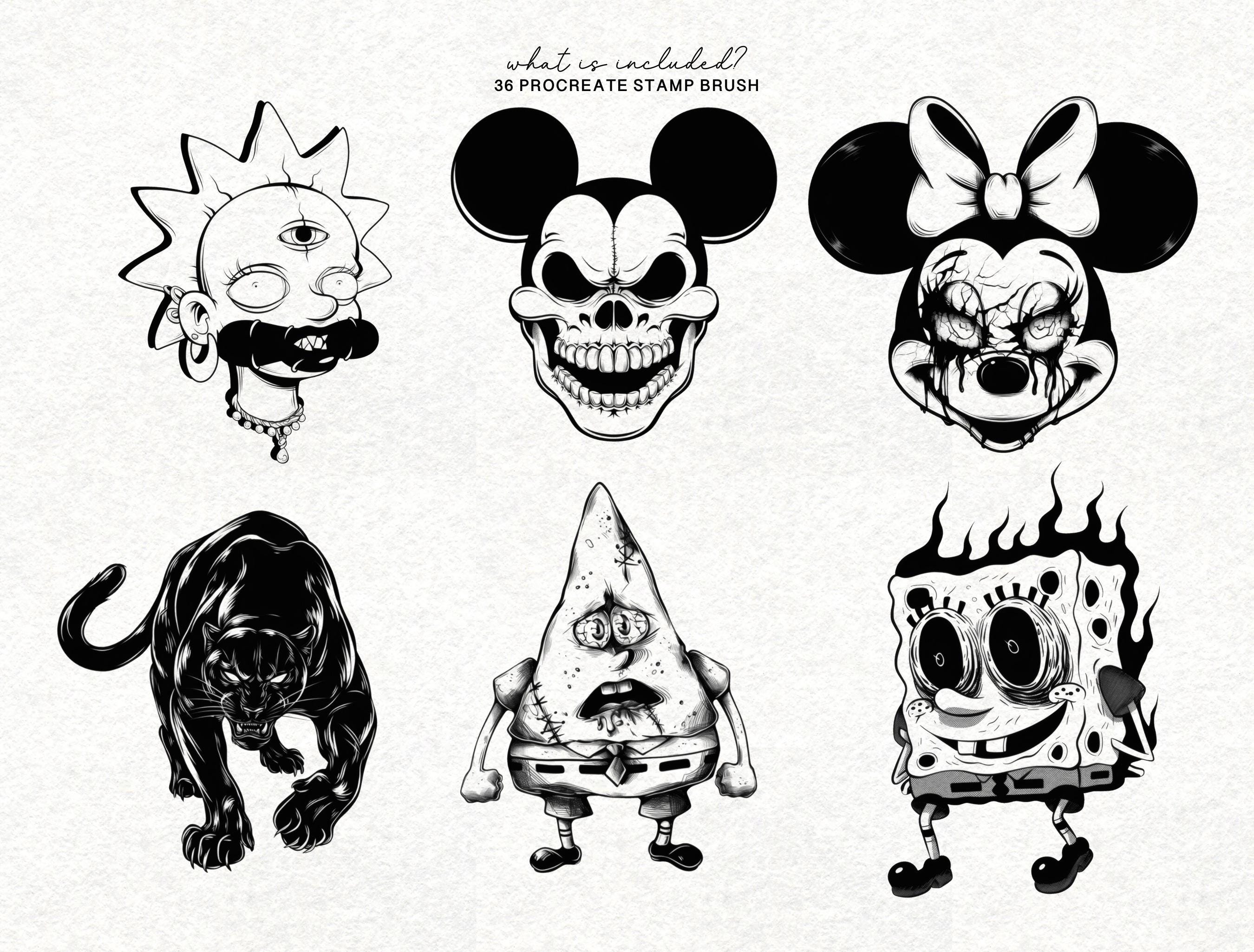 Black Work Procreate Tattoo Brushes Blackwork Stamp Set for iPad ...