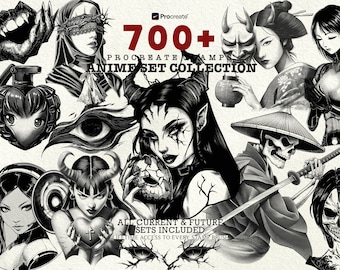 Anime Procreate Stempelborstel Bundel Manga Lineart Stempelbundel Anime Tekening Procreate Brush Pack Anime Procreate Brush Set Procreate Commercieel gebruik
