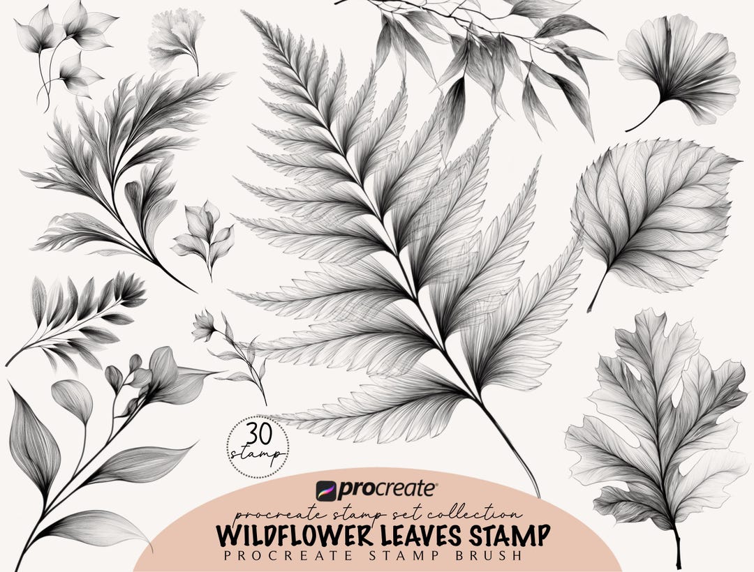 Leaves Procreate Stamp Botanical Brushes Flash Tattoo Brush Set ...