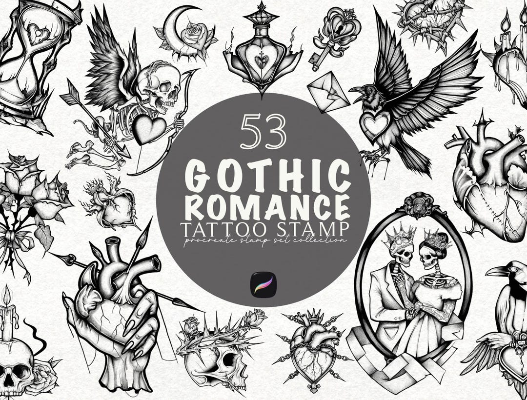 Gothic Tattoo Design Procreate Stamp Brush Bundle Procreate Tattoo ...