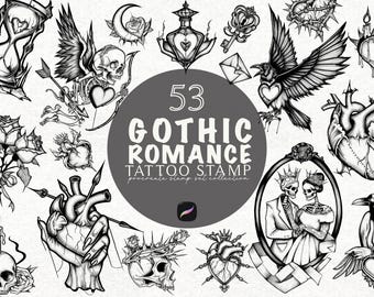 Gothic Tattoo Design Procreate Stamp Brush Bundle Procreate Tattoo Bundle Brush Tattoo Stencil Designs Tattoo Procreate Stamp Brushes