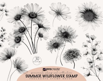 Flower Line Art Procreate Tattoo Stamp Botanical Brushes Flash Tattoo Brush Set Procreate Tattoo Brush Set Fine Line Tattoo Procreate Brush
