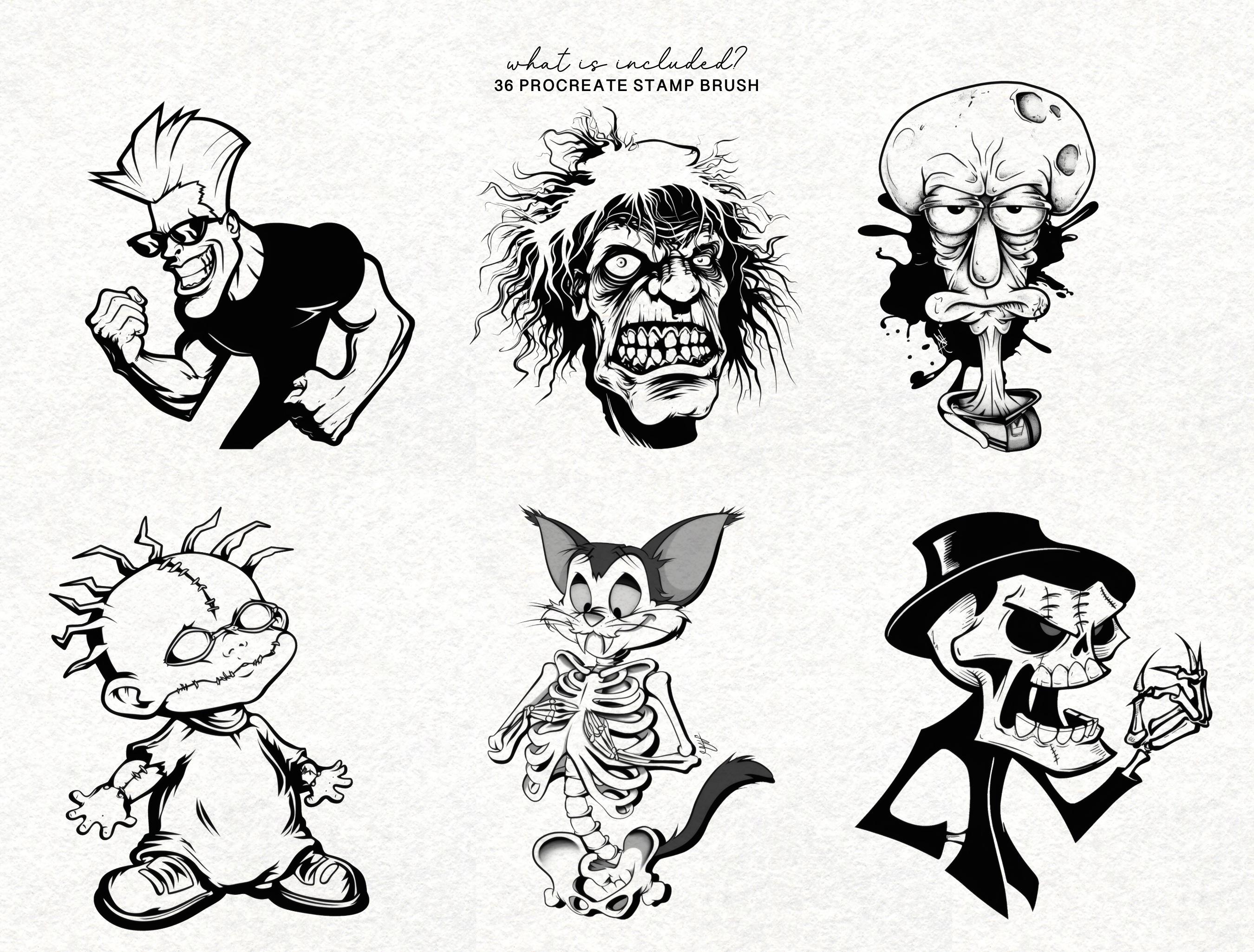 Black Work Procreate Tattoo Brushes Blackwork Stamp Set for iPad ...