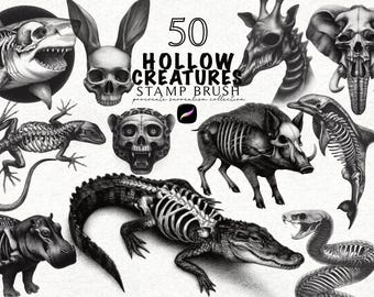 Dark Work Tattoo Stempelborstels voor Procreate Realistische tattoo-stencil Procreate Tattoo Flash Digitale download voor tatoeëerders