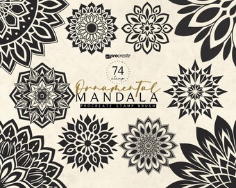 Ornamental Mandala Procreate Stamps, Procreate Tattoo Stamp Brushes, Tattoo Design, Mandala Stencils, Brush Set Geometric (Digital Download)