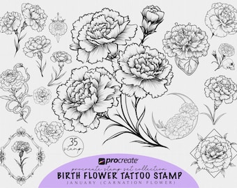 Set anjertattoostempels: bloemen stencilontwerp (voortplanten)