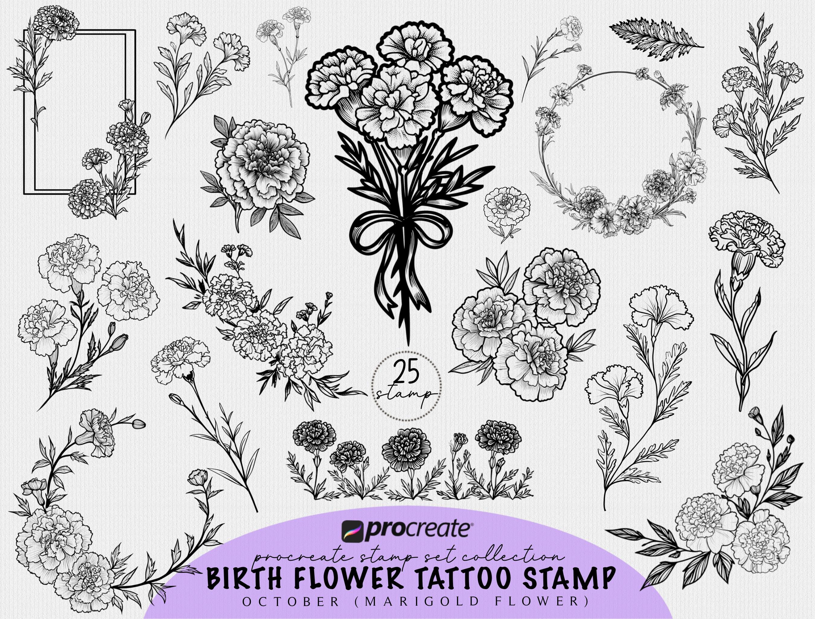 Marigold Temporary Tattoo - Etsy, image size:2700x2050