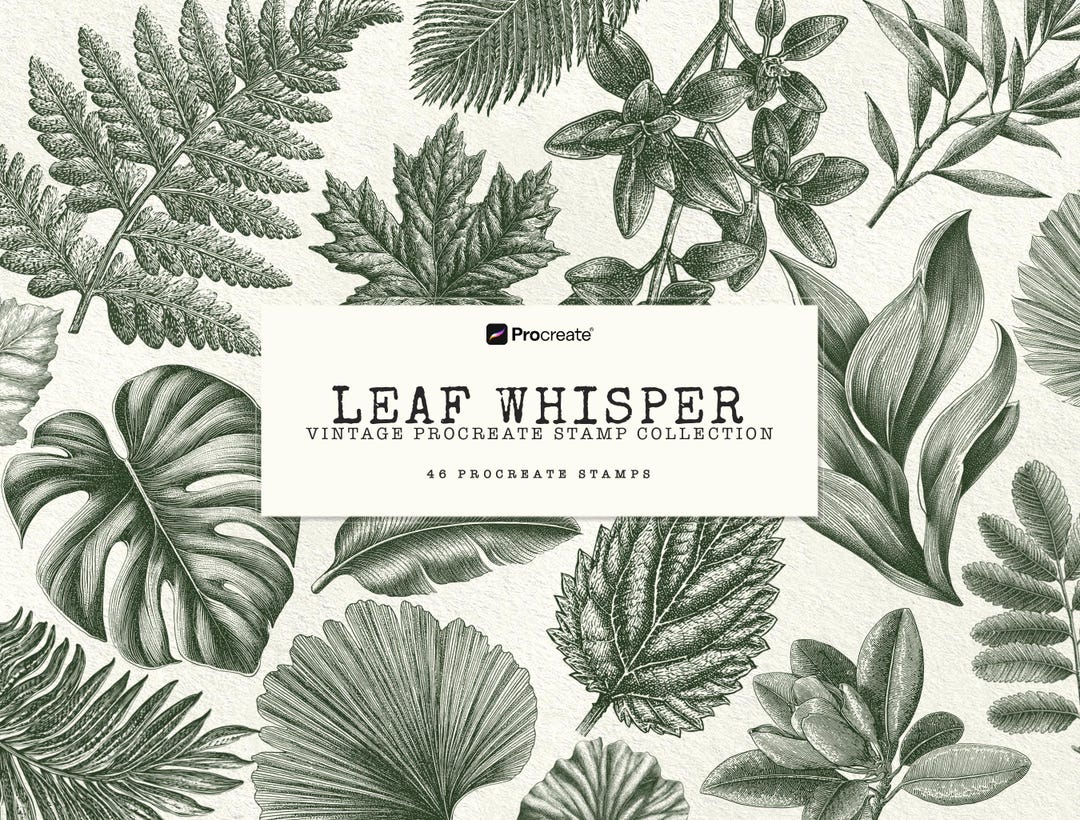 Vintage Leaf Procreate Stamp Brushes Botanical Engraving Brush Set ...