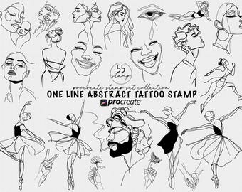 Fine Line Tattoo Stamp Bundle Brush Stamps Procreate Tattoo Stencil Design Tattoo Design procreate brushes Commercial Use Procreate Tattoo