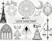 Witchy Gothic Tattoo Design Procreate Stamp Bundle Brush Stamp Procreate Tattoo Stencil Design Procreate Tattoo Brushes Procreate Stamp Set