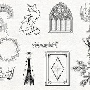 Witchy Gothic Tattoo Design Procreate Stamp Bundle Brush Stamp ...