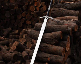 Damaskusvärd, vikingasvärd, handsmidet svärd, långt svärd, svärd, halvtangsvärd för fantasysvärd, lajvsvärd, present till marskalkar, födelsedagspresent.