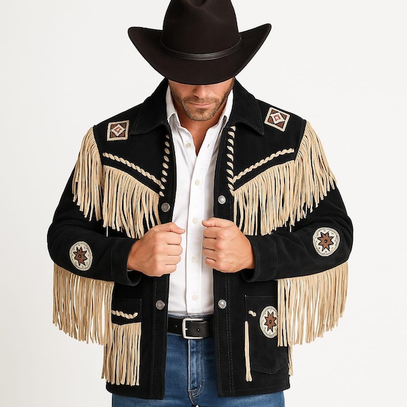 Handmade Men's Black Western Fringe Jacket – Embroidered Cowboy Rodeo Coat - Etsy Ireland