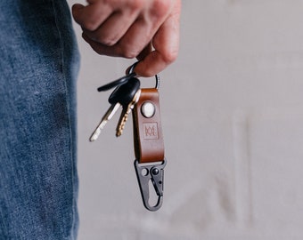 WAREHOUSE SALE - Leather Tactical Keychain | Leather Key Ring for Men | Leather Keychain | Stocking Stuffers Men | Minimalist Keychain